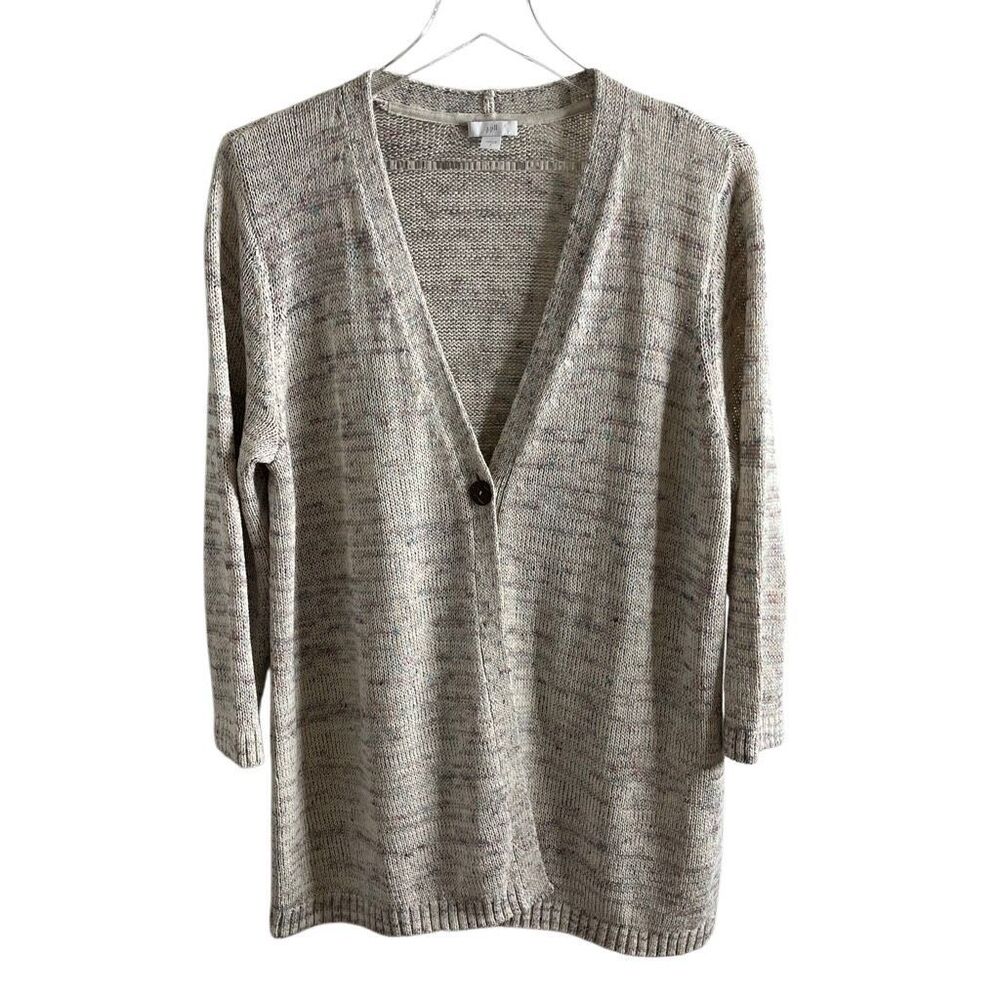 J. Jill Marled Multicolor cream Knit Button Front Cardigan Sweater large